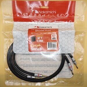 Nakamichi Excel Series 24k Gold Plated Banana Plug (3 Feet) 12AWG Speaker Cable